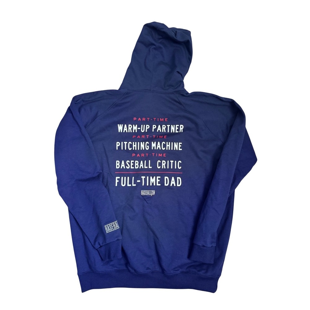 Baseballism Full-Time Dad Mens Hoodie Navy Blue Graphic Sweatshirt Raglan XL NEW